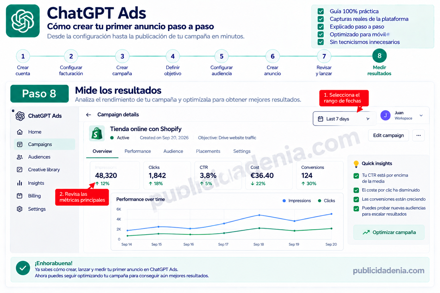 Paso 8: medir resultados de una campaña de ChatGPT Ads