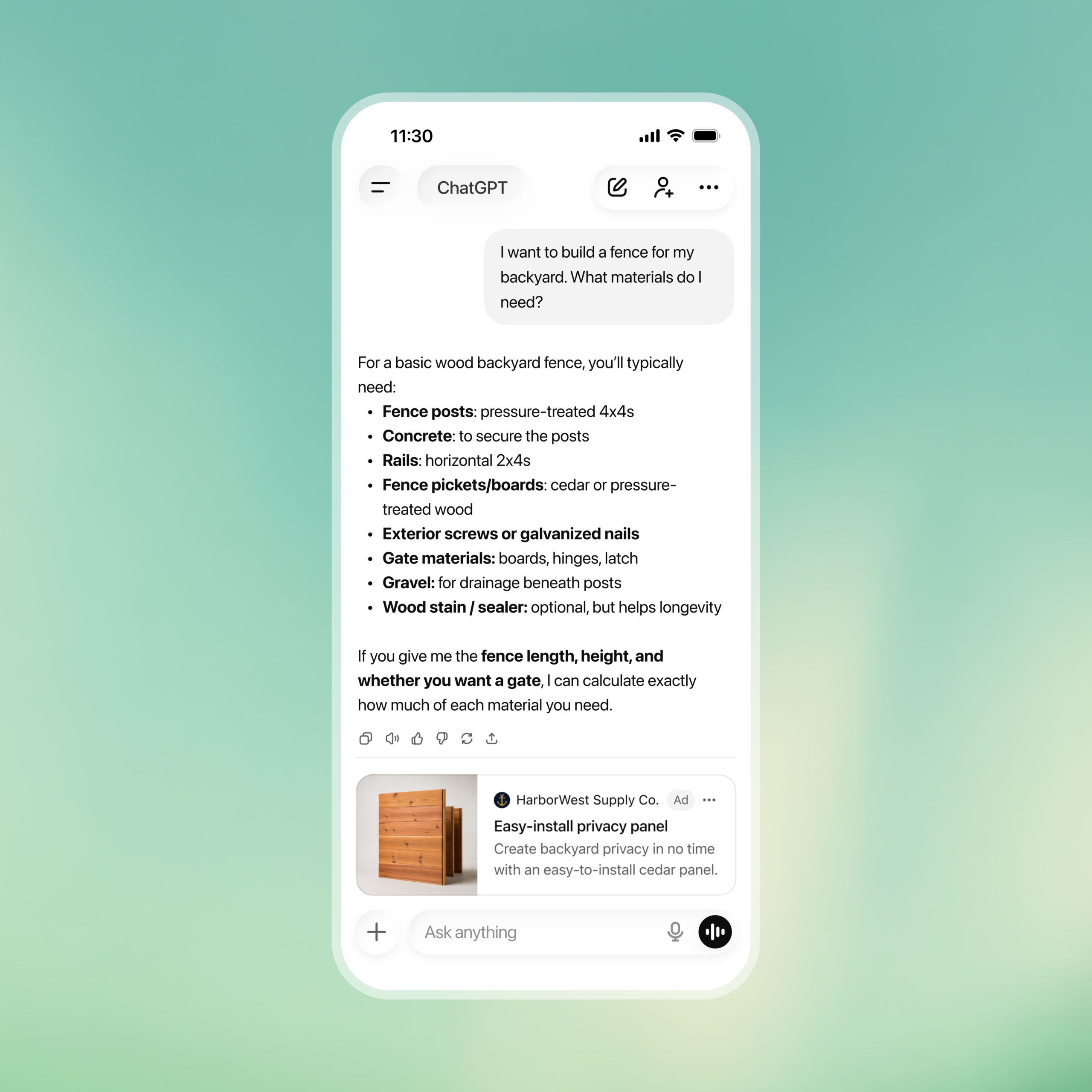 Formato de anuncio oficial de ChatGPT Ads