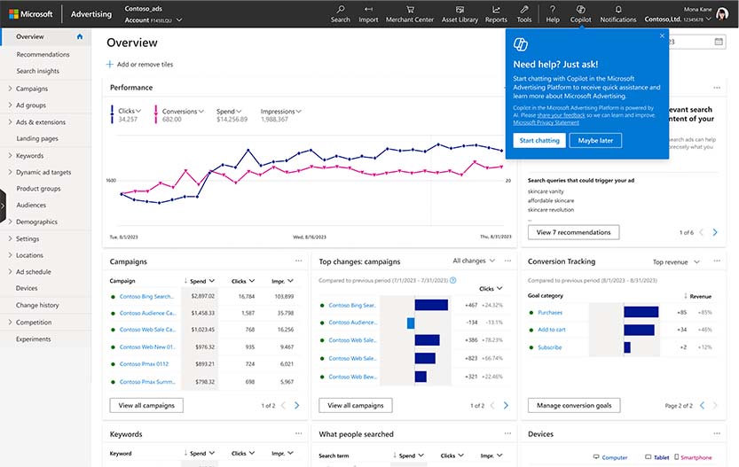 Microsoft Advertising y Copilot en campañas publicitarias con inteligencia artificial