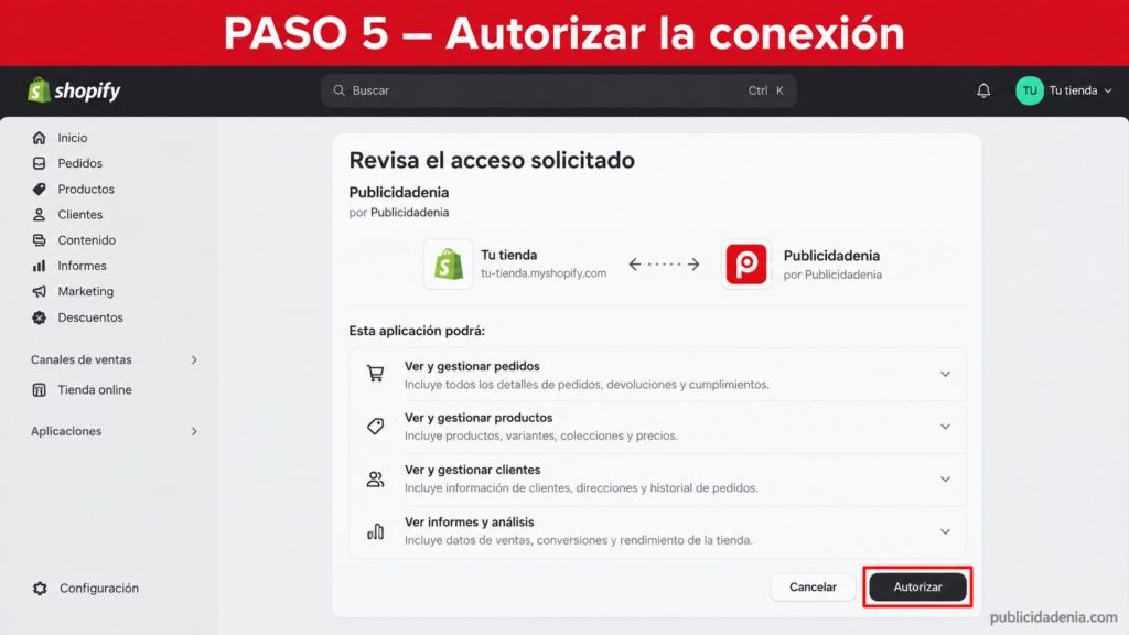 Paso 5: Autoriza la conexión