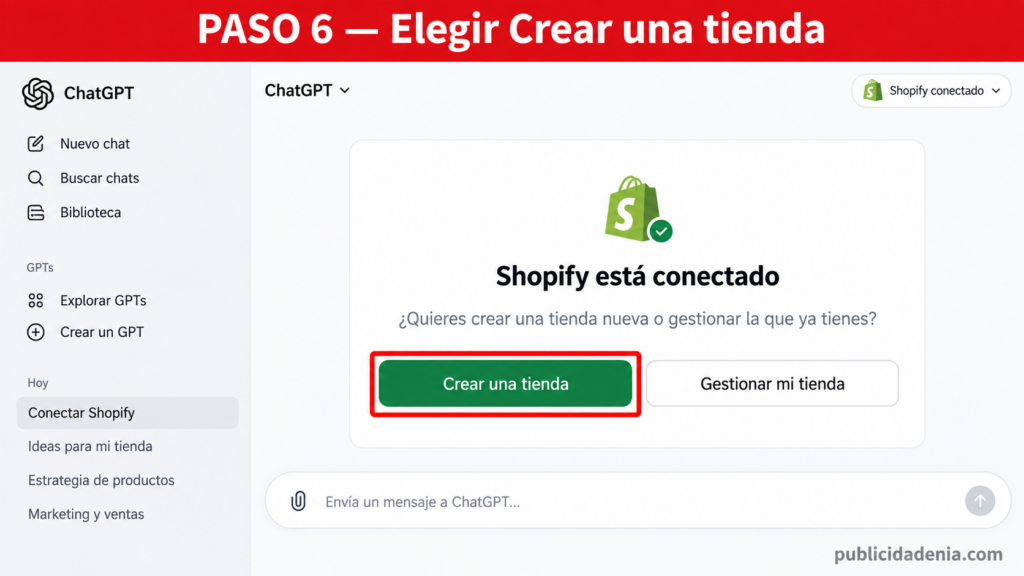 Paso 6: Elige Crear una tienda