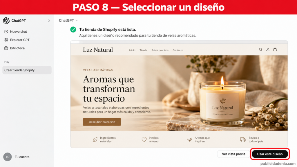 Paso 8: Selecciona un diseño