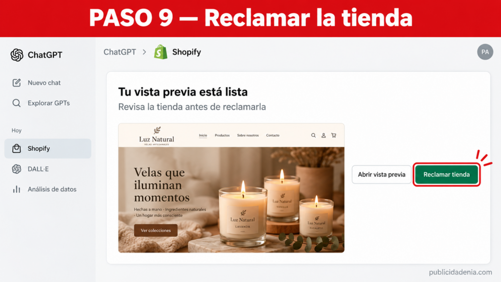 Paso 9: Reclama la tienda